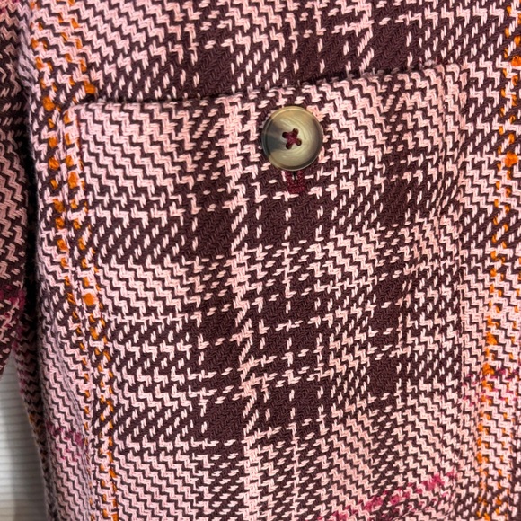 Anthropologie Hudson Pink & Burgundy Plaid Utility Shirt/ Jacket- Size S - Picture 3 of 12
